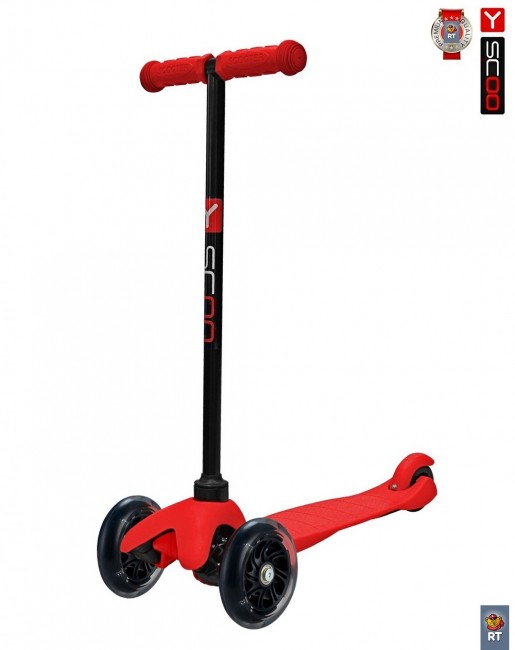 Самокат Y-Scoo mini A-5 Shine цв. red со светящими колесами
