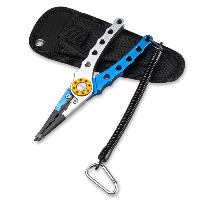 Плоскогубцы - корцанги Sanlike универсальные на шнуре с карабином, в чехле под ремень, алюминий