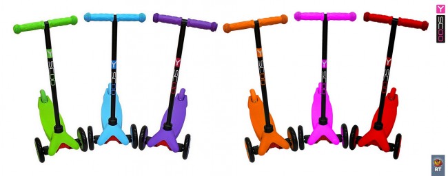 Самокат Y-Scoo mini A-5 Simple цв. red с цветными колесами