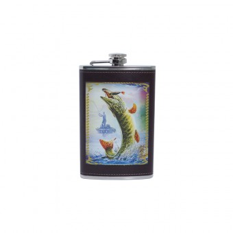 Фляжка подарочная "Щука", отд. кожа, 9 OZ   (270г), нерж. сталь, в коробке (BPF-9) Фляжка подарочная "Щука", отд. кожа, 9 OZ   (270г), нерж. сталь, в коробке (BPF-9)