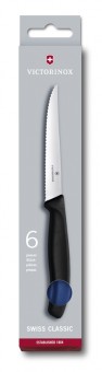 Набор из 6 ножей для стейков Victorinox SwissClassic, 11 см, серейторная заточка, синяя рукоять Набор из 6 ножей для стейков Victorinox SwissClassic, 11 см, серейторная заточка, синяя рукоять