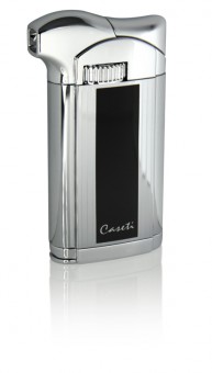 Зажигалка "Caseti" для трубок газовая пьезо, хромированная с вертикальными полосами + черным лаком Зажигалка "Caseti" для трубок газовая пьезо, хромированная с вертикальными полосами + черным лаком