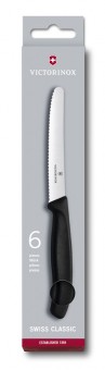 Набор из 6 столовых ножей Victorinox SwissClassic, 11 см, серейторная заточка, чёрная рукоять Набор из 6 столовых ножей Victorinox SwissClassic, 11 см, серейторная заточка, чёрная рукоять