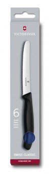 Набор из 6 столовых ножей Victorinox SwissClassic, 11 см, серейторная заточка, синяя рукоять Набор из 6 столовых ножей Victorinox SwissClassic, 11 см, серейторная заточка, синяя рукоять