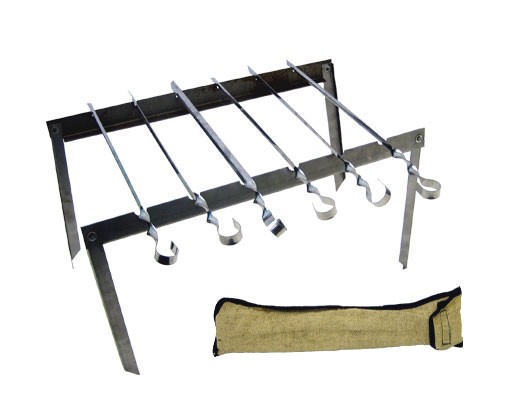 Мангал Шашлычок (Подставка под шампура (0,8 мм) + шампура (6 шт) (10-01-0033/10-02-0033)