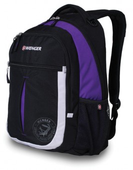 Рюкзак Wenger, чёрный/фиолетовый/серебристый, полиэстер 600D, 32х15х45 см, 22 л Рюкзак Wenger, чёрный/фиолетовый/серебристый, полиэстер 600D, 32х15х45 см, 22 л