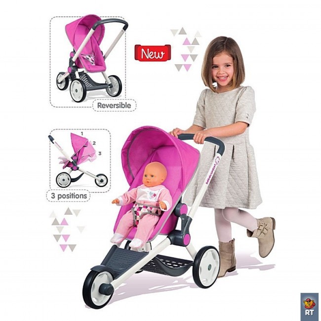 Коляска для кукол MC&Quinny трехколесная, розовая