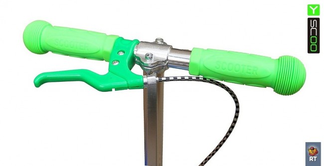 Самокат Y-Scoo Maxi City RT Simple Gagarin трансформер с ручным тормозом green