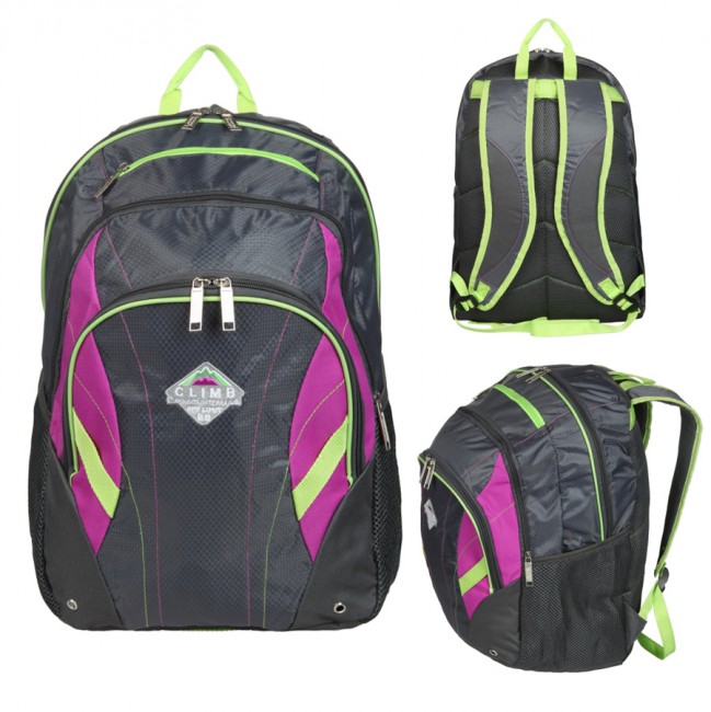 Рюкзак Climb 35л -  В45*Ш30*Г20 -  спортивный   (городской) -  усил. спинка -  цвет Сер/фиол/салат(Boren-3) Рюкзак Climb 35л -  В45*Ш30*Г20 -  спортивный   (городской) -  усил. спинка -  цвет Сер/фиол/салат(Boren-3)