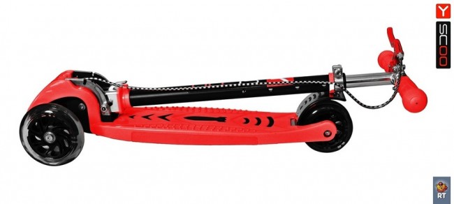 Самокат Y-Scoo Maxi City RT Simple Gagarin трансформер с ручным тормозом red