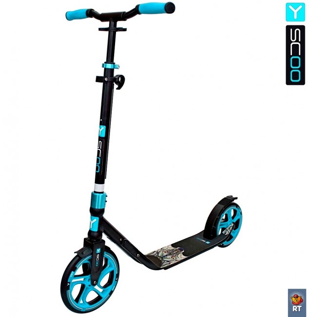 Самокат Y-Scoo RT 250 ONE&ONE aqua (2 дизайна в 1 самокате)