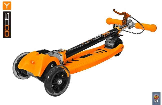 Самокат Y-Scoo Maxi City RT Simple Gagarin трансформер с ручным тормозом orange