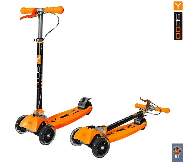 Самокат Y-Scoo Maxi City RT Simple Gagarin трансформер с ручным тормозом orange