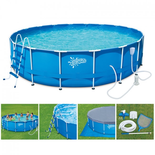 Бассейн на опорах 549х122 см (фильтр-насос 5,7м3/ч, лестница, подстилка, тент, набор для чистки Deluxe, скиммер) Бассейн на опорах 549х122 см (фильтр-насос 5,7м3/ч, лестница, подстилка, тент, набор для чистки Deluxe, скиммер)