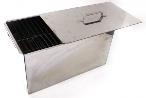 Коптильня Универсал глубокая 48*28*27 см. улучш. копчен. двухъярусн., с поддоном (нерж. сталь 1,0 мм).