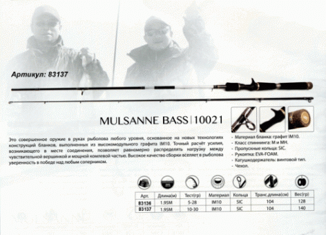 Удилище Caiman Mulsanne Bass IM10 SIC 1,95м. тест 10-30 грамм. - вес 140 gr Удилище Caiman Mulsanne Bass IM10 SIC 1,95м. тест 10-30 грамм. - вес 140 gr