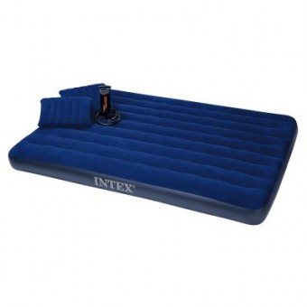 Матрас Intex Classic синий, +2 подушки, ручной насос, флок, 152х203х22см., (68765 Матрас Intex Classic синий, +2 подушки, ручной насос, флок, 152х203х22см., (68765