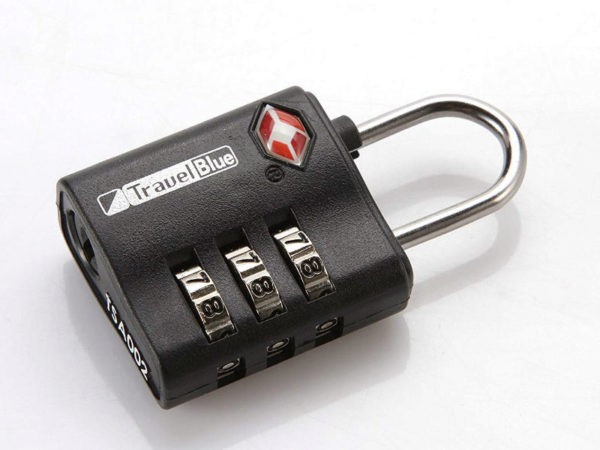 Кодовый навесной замок для багажа Travel Blue TSA Combination Lock, цвет черный