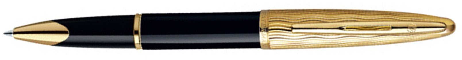 Роллерная ручка Waterman Carene Essential Black and Gold GT, детали дизайна: позолота 23К Роллерная ручка Waterman Carene Essential Black and Gold GT, детали дизайна: позолота 23К