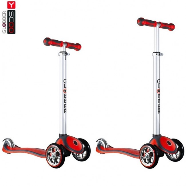 Самокат Y-Scoo RT Globber My free ALU Chrome red с блокировкой колес