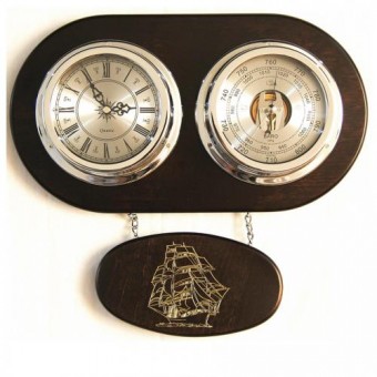 Метеостанция Бриг+ М-39 Silver с подвесом, 330*180мм (часы d-120мм, барометр d-120мм) Метеостанция Бриг+ М-39 Silver с подвесом, 330*180мм (часы d-120мм, барометр d-120мм)