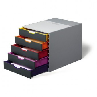 Бокс для документов Durable 7605-27 Varicolor 5 выдвижных ящиков 292x280x356мм ассорти/серый Бокс для документов Durable 7605-27 Varicolor 5 выдвижных ящиков 292x280x356мм ассорти/серый