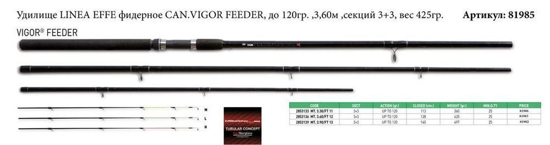 Фидерное удилище Linea Effe Can. vigor Feeder 3,90м - до 120гр. секций 3+3 вес 497гр. Фидерное удилище Linea Effe Can. vigor Feeder 3,90м - до 120гр. секций 3+3 вес 497гр.