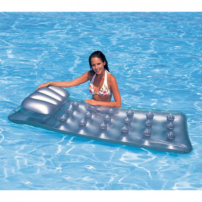 Матрас серый с лунками с подголовником 188х71см Матрас серый с лунками с подголовником 188х71см