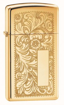 Зажигалка Zippo Slim® Venetian® с покрытием High Polish Brass, латунь/сталь, 30x10x55 мм Зажигалка Zippo Slim® Venetian® с покрытием High Polish Brass, латунь/сталь, 30x10x55 мм