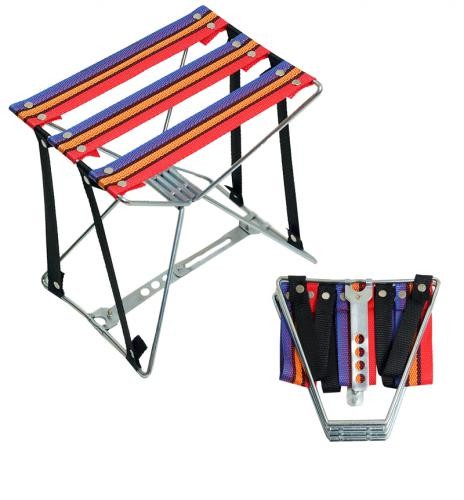 Стул-табурет, В23*Ш26*Г21см, раскладной, цвет 3 полосы - синий-оранжевый-красный
