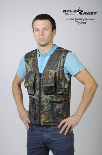 Жилет Riverrest Турист, разгрузочный, тк. Смесовая, цв. Лес, 6 накладных карманов, р-р 56-58
