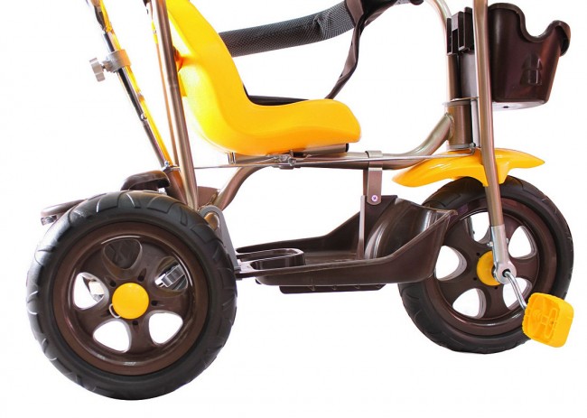 Л001 3-х колесный велосипед Galaxy Лучик с капюшоном коричнево-желтый