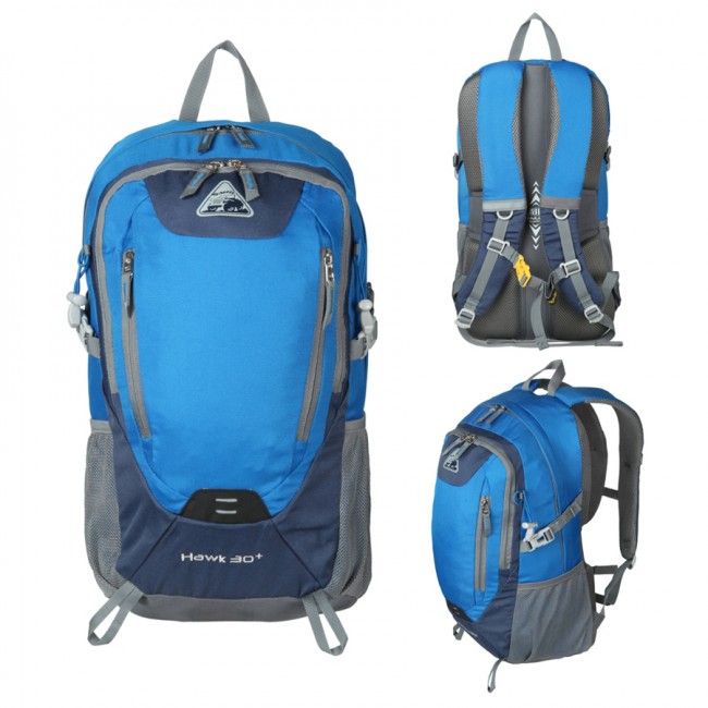 Рюкзак Kimlee Hawk -  30Л.+ -  30*20*50См. -  усил. спинка -  ткань водоотталк. -  облег. -  4 отд. -  цв. синий.