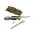 Набор походный раскл. вилка, нож, ложка, штопор, консервный нож - в чехле на пояс (арт. 607)