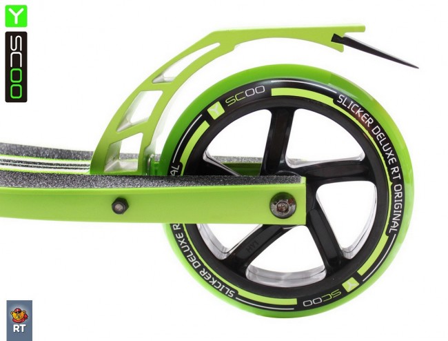 Самокат Y-Scoo RT 180 Slicker с амортизатором Deluxe green
