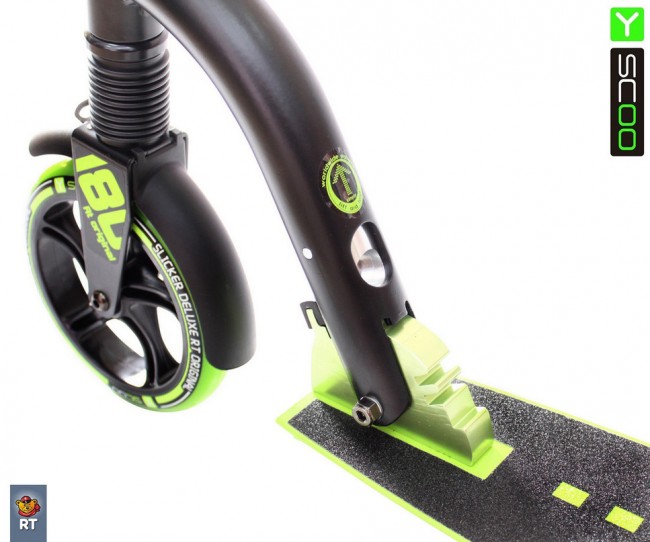 Самокат Y-Scoo RT 180 Slicker с амортизатором Deluxe green