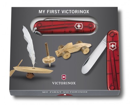 Нож перочинный Victorinox My First Victorinox, 84 мм, 8 функций, полупрозрачный красный Нож перочинный Victorinox My First Victorinox, 84 мм, 8 функций, полупрозрачный красный