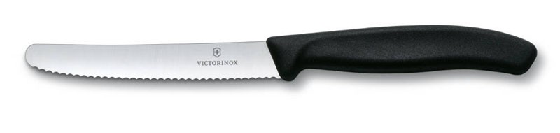 Нож для томатов и сосисок Victorinox SwissClassic, лезвие 11 см с серейторной заточкой, чёрный Нож для томатов и сосисок Victorinox SwissClassic, лезвие 11 см с серейторной заточкой, чёрный