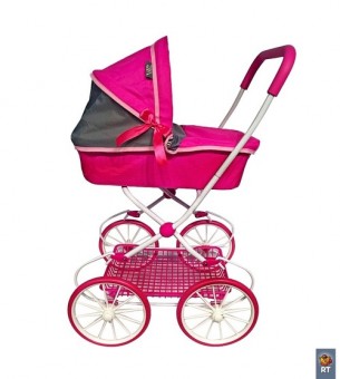 Кукольная коляска RT цвет фуксия-серый Кукольная коляска RT цвет фуксия-серый