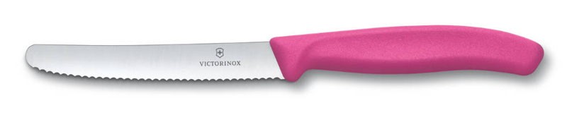Нож для томатов и сосисок Victorinox SwissClassic, лезвие 11 см с серейторной заточкой, розовый Нож для томатов и сосисок Victorinox SwissClassic, лезвие 11 см с серейторной заточкой, розовый
