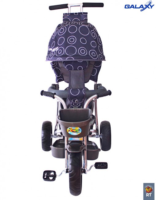 Л001 3-х колесный велосипед Galaxy Лучик с капюшоном круги на сером