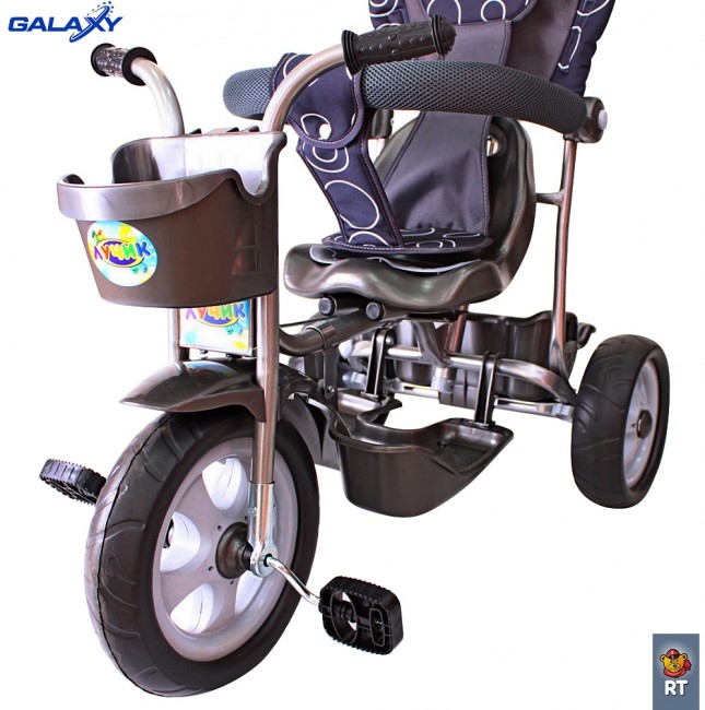 Л001 3-х колесный велосипед Galaxy Лучик с капюшоном круги на сером