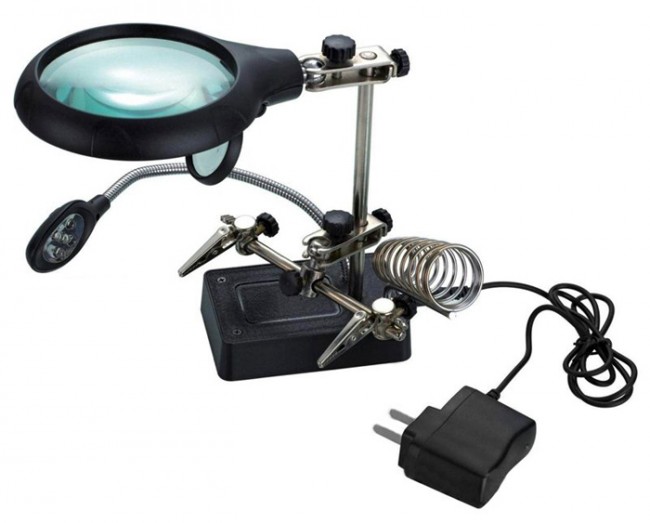 Лупа Kromatech настольная 2,5x/7,5x/10x, 34/90 мм, с держателем и подсветкой (5 LED) MG16129-С Лупа Kromatech настольная 2,5x/7,5x/10x, 34/90 мм, с держателем и подсветкой (5 LED) MG16129-С