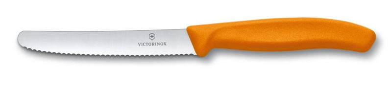 Нож для томатов и сосисок Victorinox SwissClassic, лезвие 11 см с серейторной заточкой, оранжевый Нож для томатов и сосисок Victorinox SwissClassic, лезвие 11 см с серейторной заточкой, оранжевый