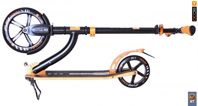 Самокат Y-Scoo RT 230 Slicker Deluxe Technology с амортизатором gold