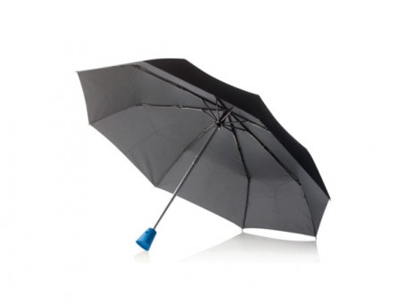 Складной зонт-автомат XD Design Brolly, черный с синей ручкой Складной зонт-автомат XD Design Brolly, черный с синей ручкой