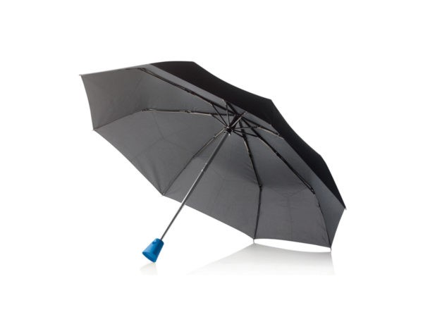 Складной зонт-автомат XD Design Brolly, черный с синей ручкой