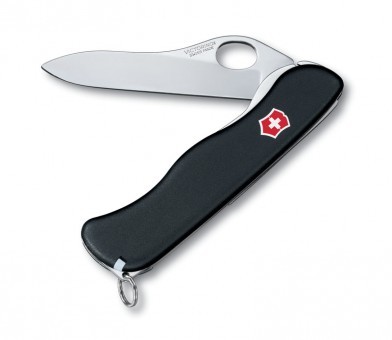 Нож перочинный Victorinox Sentinel One Hand, 111 мм, 4 функции, с фиксатором лезвия, чёрный Нож перочинный Victorinox Sentinel One Hand, 111 мм, 4 функции, с фиксатором лезвия, чёрный