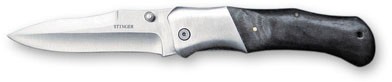 Нож складной Stinger, 100 мм (серебристый), рукоять: сталь/дерево (серебристо-черный), картон. Нож складной Stinger, 100 мм (серебристый), рукоять: сталь/дерево (серебристо-черный), картон.