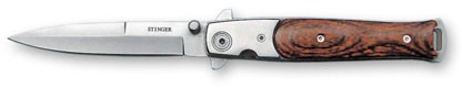 Нож складной Stinger, 100 мм (серебристый), рукоять: сталь/дерево (серебр.-корич.), коробка картон Нож складной Stinger, 100 мм (серебристый), рукоять: сталь/дерево (серебр.-корич.), коробка картон